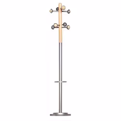 Portemanteau - UNILUX - 100340704 - Bois massif - 8 patères - Gris métal / Hêtre