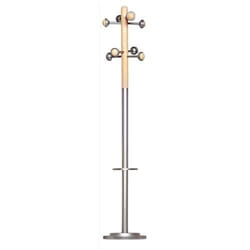 Portemanteau - UNILUX - 100340704 - Bois massif - 8 patères - Gris métal / Hêtre