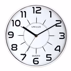 Unilux POP, Mur, Quartz clock, Rond, Blanc, Acrylonitrile-Butadiène-Styrène (ABS), Plastique, Verre