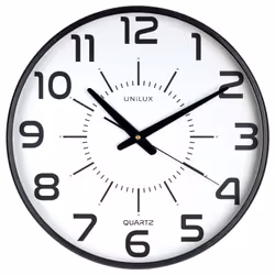 Unilux 400094487, Mur, Quartz clock, Rond, Noir, Transparent, Plastique, Verre