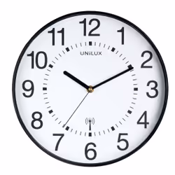 Unilux WAVE, Mur, Horloge atomique, Rond, Noir, Acrylonitrile-Butadiène-Styrène (ABS), Plastique, Verre