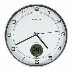 Unilux 400094592 Horloge murale et de table Horloge à quartz Rond Métallique, Argent
