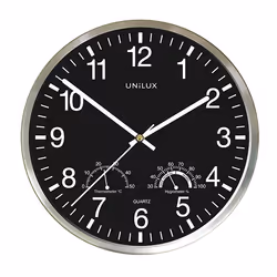 Unilux WETTY, Mur, Quartz clock, Rond, Gris, Acier inoxydable, Verre