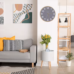 Unilux 400165097 Horloge murale et de table Horloge à quartz Rond Gris, Bois