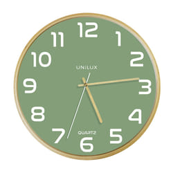 Unilux 400165098 Horloge murale et de table Horloge à quartz Rond Vert, Bois