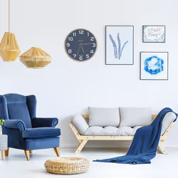 Unilux 400165110 Horloge murale et de table Horloge analogique Rond Hêtre, Bleu