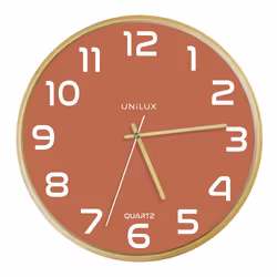 Unilux 400165111, Mur, Horloge à quartz, Rond, Brick colour, Bois, Bois, Verre