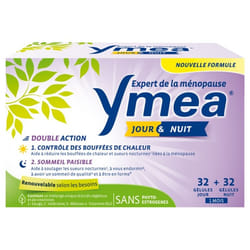 Ymea Ménopause Jour & Nuit Bouffées de Chaleur et Sommeil Paisible 64 Gélules
