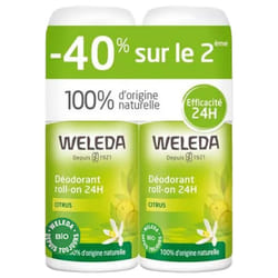 Weleda Déodorant au Citrus Roll-on 24H Lot de 2 x 50 ml