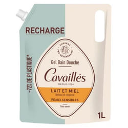 Cavaillès Gel Bain Douche Peaux Sensibles Lait et Miel Éco-Recharge1 L