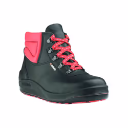 Chaussure de sécurité type brodequin adaptée aux travaux sur sols chauds.Tige cuir noir pleine fleur hydrofuge.Embout en acie ...