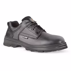 Chaussure de sécurité basse type Derby, coloris noir. Doublure d'avant-pied en textile non tissé, résistant à l’abrasion et a ...