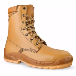 Chaussure de sécurité montante de type rangers, coloris naturel. Hauteur de la tige 19,5 cm (pointure 42) Tige en cuir pleine ...