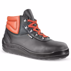 Chaussure montante spécifiquement adaptée aux travaux sur sols chauds. Coloris noir et rouge. Doublure d'avant-pied en textil ...