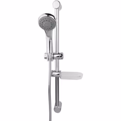 Ensemble de douche comprenant : 1 douchette 5 jets anti-calcaire en ABS chromé 1 flexible double agrafage anti-étirement en i ...