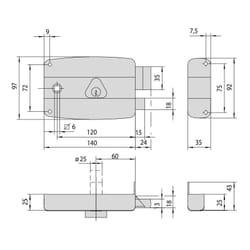 Cisa - Serrure monopoint en applique horizontale à fouillot 40mm gauche 3005012000
