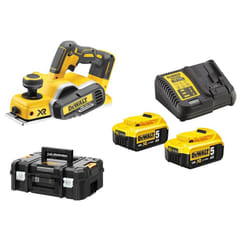 Rabot 18V XR + 2 batteries 5Ah + chargeur multivoltage + coffret T-STAK - DEWALT - DCP580P2-QW