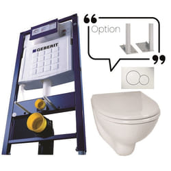 Bâti-support autoportant + cuvette WC courte + abattant et plaque de commande avec jeu de pieds autoportant - GEBERIT - PROMO4-AUTO