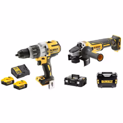 Ce pack se compose d'une perceuse visseuse à percussion Premium XR 18 V Brushless DCD996NT, d'une meuleuse XR 18 V 12 mm Brus ...