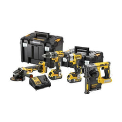 Pack 4 outils 18V XR (DCH273 + DCG405 + DCD796 + DCF887) + 3 batteries 5Ah + chargeur + coffret T-Stak - DEWALT - DCK422P3T-QW