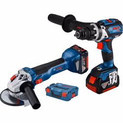 Ce pack se compose d'une perceuse-visseuse GSR 18V-110, d'une meuleuse d'angle GWS 18V-10, de deux batteries 5 Ah, d'un charg ...