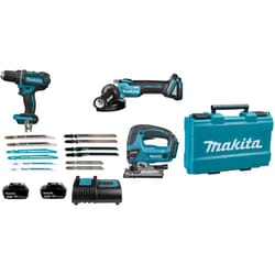 Makita - Pack 3 outils 18V lxt (DDF482SFE+DJV180ZX+DGA504Z) + 2 batteries 3Ah + chargeur + coffret synthétique LOT0337