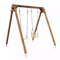 Soulet Portique Balançoire En Bois Traité Carré, Objectif Nature 2 Agrès - Ambre, 0,6 an(s), 12 an(s), Bois, Marron