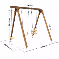 Soulet Portique Balançoire En Bois Carré, Objectif Nature 3 Agrès - Ulysse