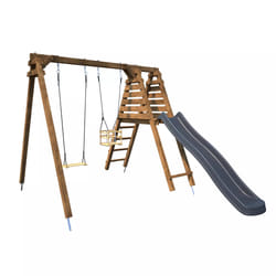 Soulet Balançoire Avec Toboggan En Bois Traité Carré, Objectif Nature 2 Agrès - Prune