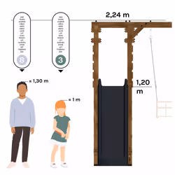 Soulet Balançoire Avec Toboggan En Bois Traité Carré, Objectif Nature 2 Agrès - Prune - Vue supplémentaire 16