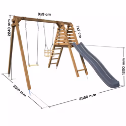 Soulet Balançoire Avec Toboggan En Bois Traité Carré, Objectif Nature 2 Agrès - Prune