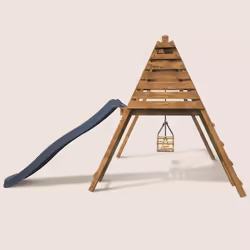 Soulet Balançoire Avec Toboggan En Bois Traité Carré, Objectif Nature 2 Agrès - Prune