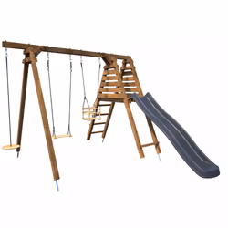 Soulet Balançoire Avec Toboggan En Bois Traité Carré
