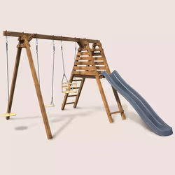 Soulet Balançoire Avec Toboggan En Bois Traité Carré, Objectif Nature 3 Agrès - Fleur - Vue supplémentaire 10