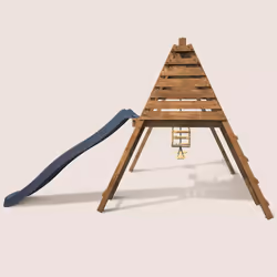 Soulet Balançoire Avec Toboggan En Bois Traité Carré, Objectif Nature 3 Agrès - Fleur