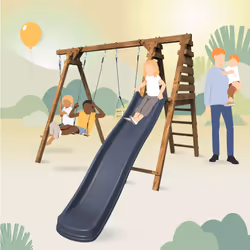 Soulet Balançoire Avec Toboggan En Bois Traité Carré, Objectif Nature 3 Agrès - Fleur - Vue supplémentaire 8