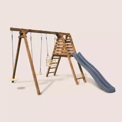 Soulet Balançoire Avec Toboggan En Bois Traité Carré, Objectif Nature 3 Agrès - Fleur - Vue supplémentaire 9