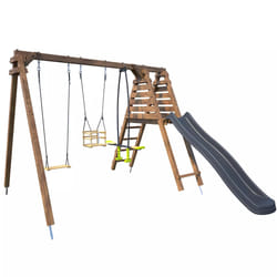Soulet Balançoire Avec Toboggan En Bois Traité Carré, Objectif Nature 3 Agrès - Trèfle