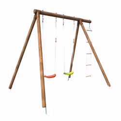 Soulet Portique en bois avec échelle et balançoire 3 agrès 2.22m - arthur