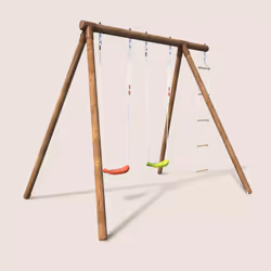 Soulet Arthur Portique en Bois 3 Agrès Balançoire et Échelle 2.22m - Vue supplémentaire 10