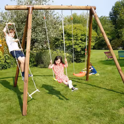 Soulet Arthur Portique en Bois 3 Agrès Balançoire et Échelle 2.22m - Vue supplémentaire 11