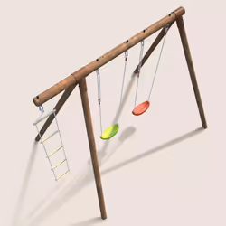 Soulet Portique en bois avec échelle et balançoire 3 agrès 2.22m - arthur