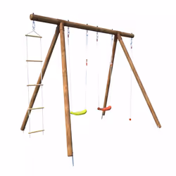 Soulet Portique En Bois Avec Corde Et Échelle 4 Agrès - Ernest, 3 an(s), 12 an(s), Bois, Marron