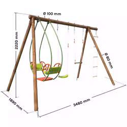 Soulet Portique En Bois Traité 3 Agrès Et Échelle - Juliette - Vue supplémentaire 9
