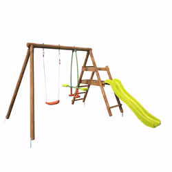 Soulet Petite Station En Bois 2 Agrès Et Toboggan En Plastique - Menthe, 3 an(s), 12 an(s), Bois, Marron