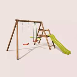 Soulet Petite Station En Bois 2 Agrès Et Toboggan En Plastique - Menthe