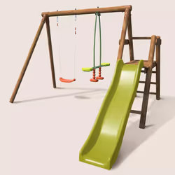Soulet Petite Station En Bois 2 Agrès Et Toboggan En Plastique - Menthe - Vue supplémentaire 5