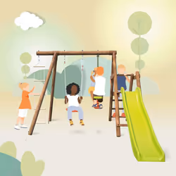 Soulet Station En Bois Traité Pour Enfant 3 Agrès Et Toboggan - Mûrier