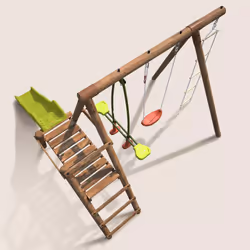 Soulet Station En Bois Traité Pour Enfant 3 Agrès Et Toboggan - Mûrier