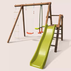 Soulet Station En Bois Traité Pour Enfant 3 Agrès Et Toboggan - Mûrier - Vue supplémentaire 4
